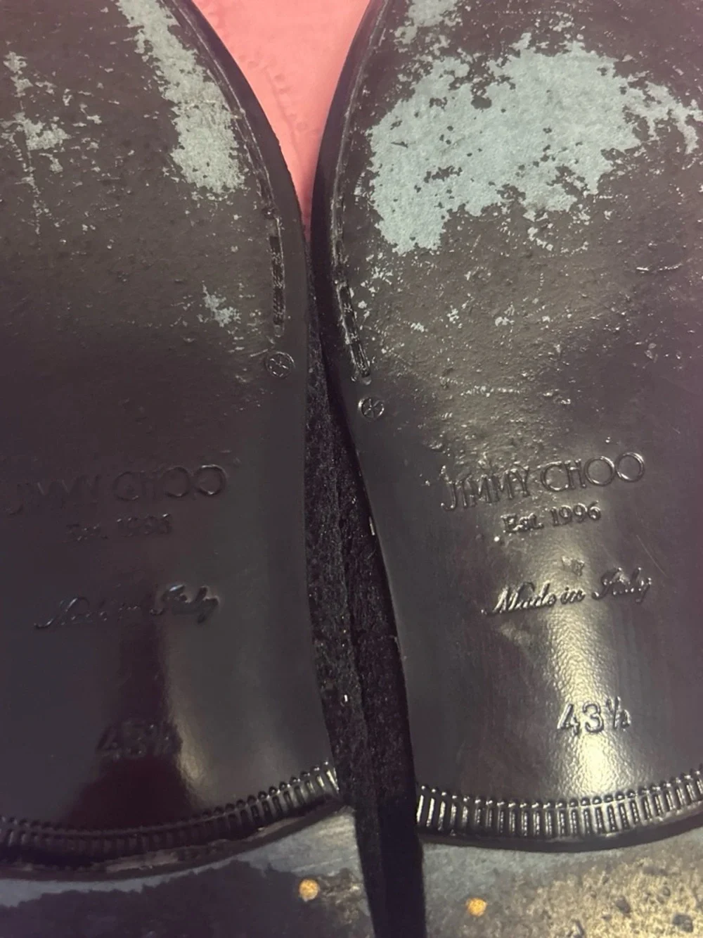 Jimmy Choo Black Glitter Slip-On Loafers